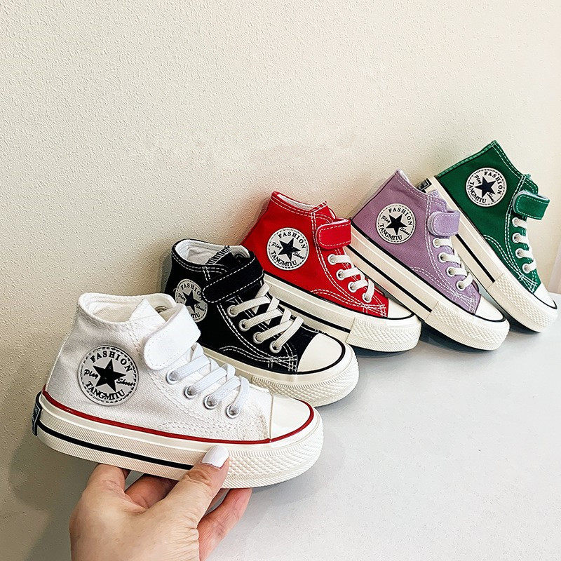 江博士童帆布鞋春夏季透气高帮女童鞋小白鞋软底学生休闲板鞋