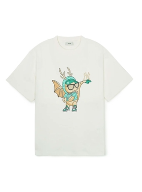 24新款MLB情侣短袖男女NY龙年限定卡通印花运动休闲T恤3ATSQ0141