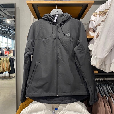 Adidas/阿迪达斯男女同款拒水加绒休闲连帽运动冲锋衣外套 KF5224