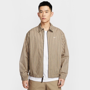 Nike耐克外套男女衬衫夏新款宽松透气复古条纹翻领夹克IF0379247