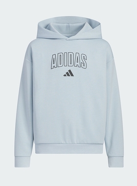 Adidas阿迪达斯2025新款大童针织宽松连帽套头卫衣KC1549