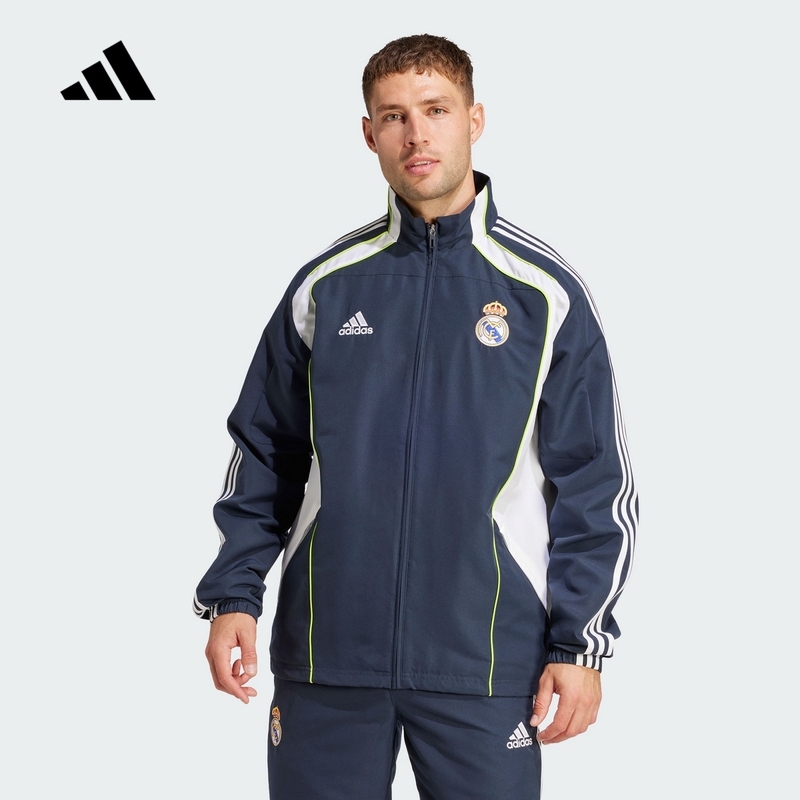 adidas阿迪达斯皇马足球文化立领外套2025夏男梭织球衣夹克JF2575