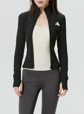 Adidas阿迪达斯2026春季款女士立领印花透气舒适修身外套KB7843