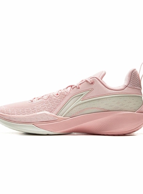 LiNing李宁闪凌2䨻科技低帮篮球鞋男款粉白色ABAV009-4