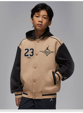 Nike耐克男女童夹克秋新款Jordan刺绣棒球服外套IO2560-200