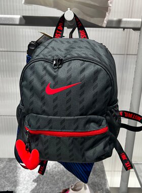 NIKE耐克双肩包男女包印花小包毛绒挂勾背包小学生书包IO1530-010