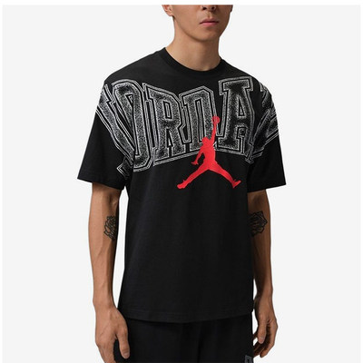 Nike/耐克JORDAN新款男黑红色印花圆领短袖T恤IQ0709-010