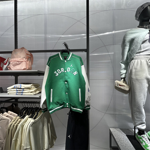 NIKE/耐克Jordan大童运动夹克2025春绿色落肩棒球服外套IF3746