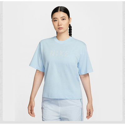 Nike耐克短袖女夏季复古印花宽松针织透气运动休闲T恤II0446-441