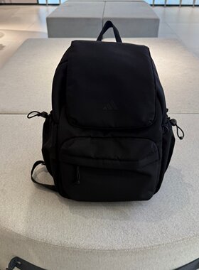 Adidas阿迪达斯黑色翻盖多仓收纳旅行男女学生书包双肩背包IA6126