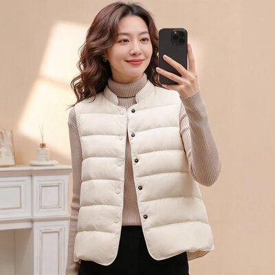 雅鹿轻溥羽绒马甲女短款2026新款