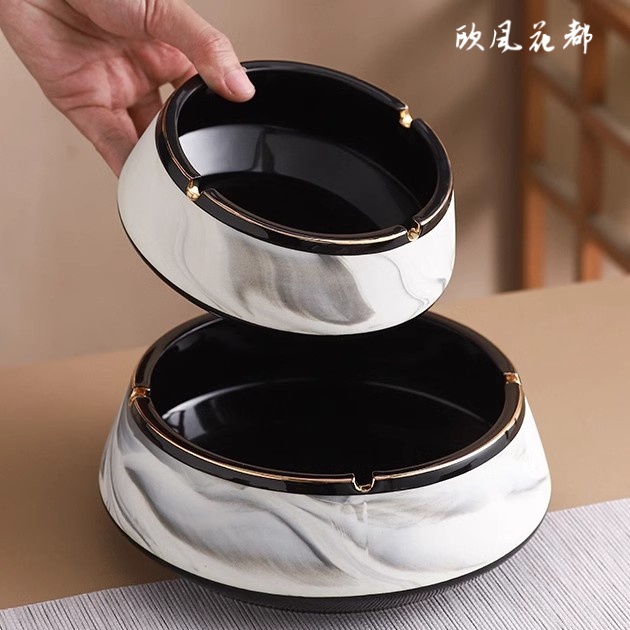 创意大号烟灰缸陶瓷高级档轻奢家