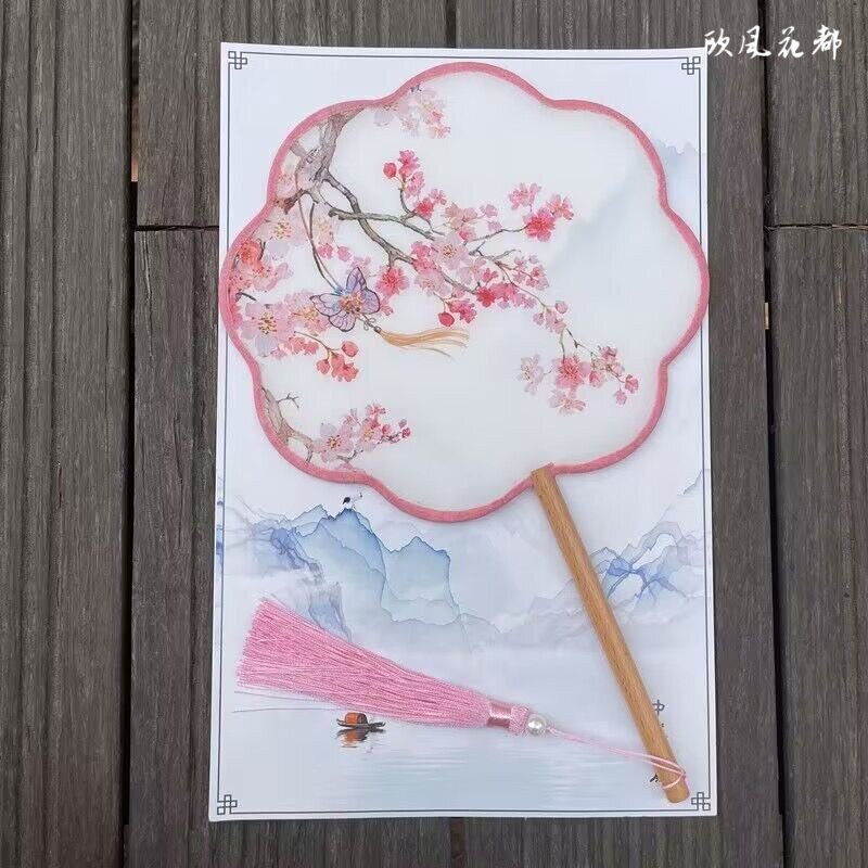 儿童复古风团扇古典宫扇中国风圆扇子汉服女扇旗袍走秀演出舞蹈扇