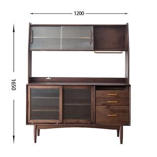 北欧实木餐边柜现代简约一体靠墙家用客厅茶水柜日式 原木储物高柜