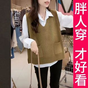 【品质大码】毛线针织马甲女秋装2023年新款外穿背心宽松坎肩秋冬