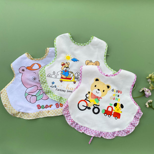 新生婴儿加大围嘴宝宝防水吃饭围嘴口水巾双系带背心罩衣围兜棉质