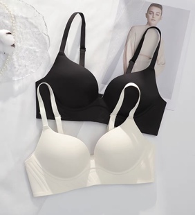 白色内衣文胸女聚拢小胸中厚薄款细带美背无痕无钢圈胸罩3三排扣