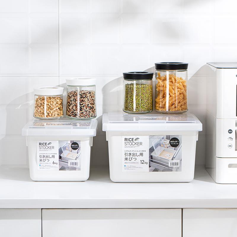 -日本进口asvel抽屉米桶面粉储存罐家用防虫防潮密封箱杂粮盒米缸