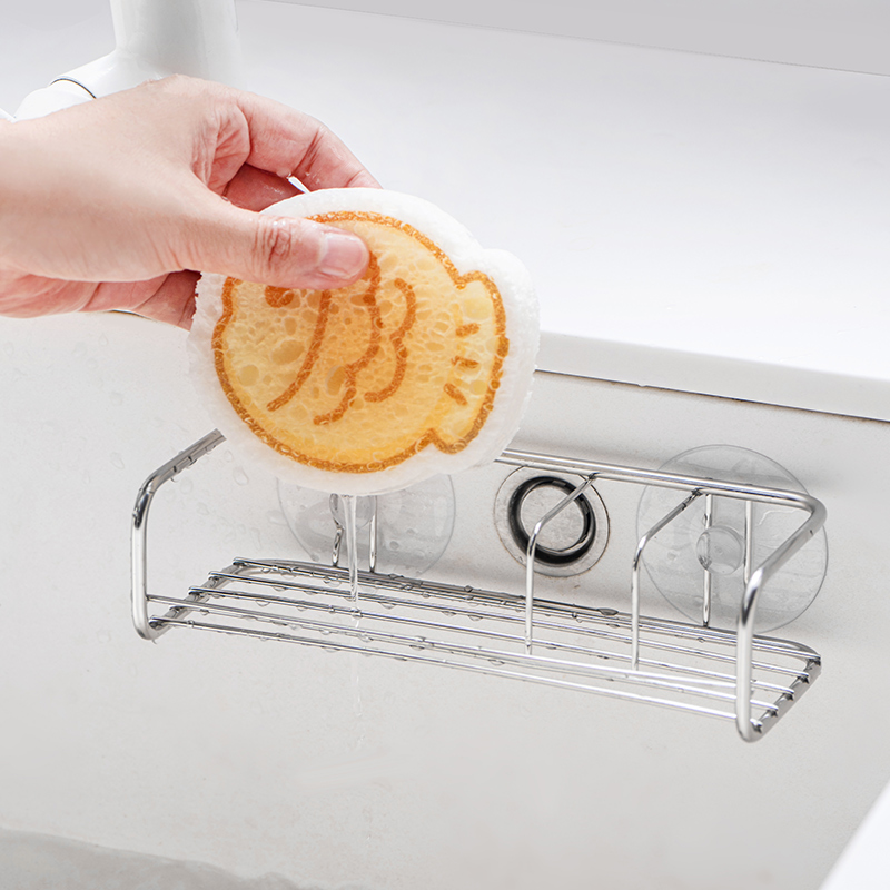 *日本asvel不锈钢水槽沥水架免打孔壁挂式厨房置物架洗碗海绵收纳