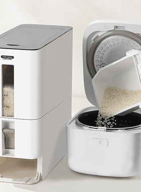 -日本ASVEL计量自动出米桶防潮面粉桶防虫储米箱米缸嵌入式收纳箱