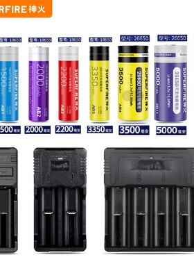 神火18650锂电池强光手电筒头灯可充电大容量3.7V专用4.2V小风扇