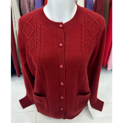 妈妈开衫毛衣冬季加厚羊绒衫外套