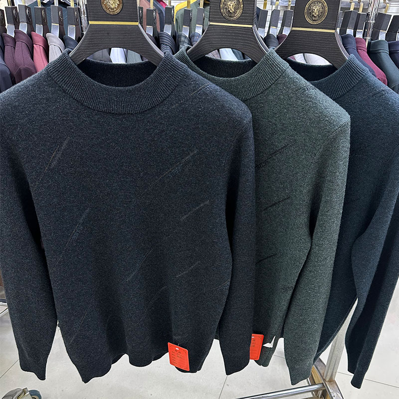 雪豹羊毛衫男纯羊毛衫中老年毛衣