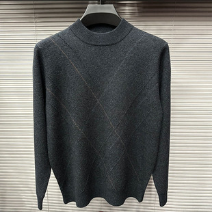 雪豹羊毛衫男款冬季加厚半高领毛衣中老年男针织衫新竹开开羊绒衫