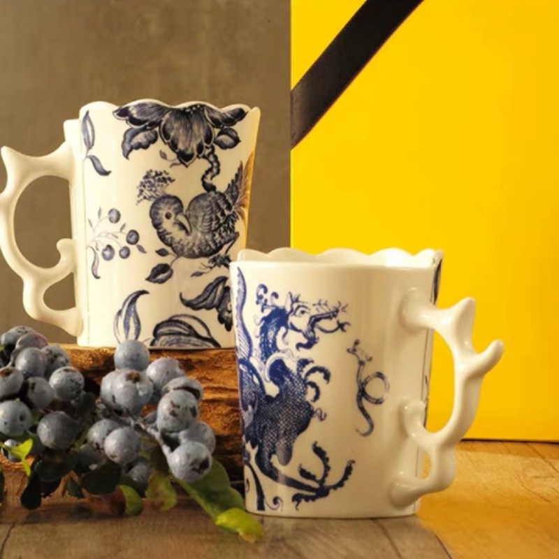 意大利seletti中西合壁创意骨瓷龙凤马克杯装饰咖啡茶杯居家礼物