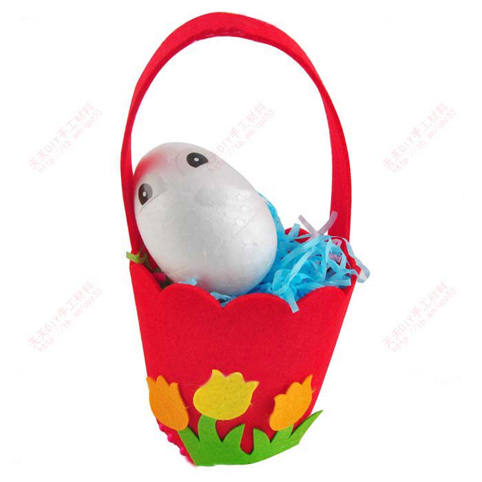 부활절 어린이 수제 DIY 부직포 꽃 바구니 부활절 달걀 토끼 바구니 유치원 재료 패키지 생산