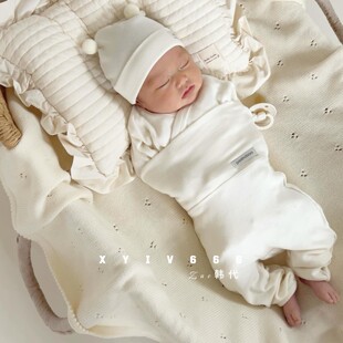 韩国进口PEEKABOO新生儿纯棉软糯婴幼儿月子服25新款春秋套装