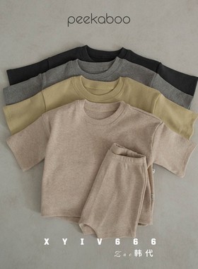 PEEKABOO正品韩国童装家居服宝宝睡衣套装宽松简约男女童进口