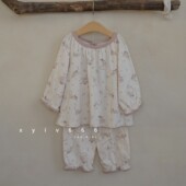 套装 韩国进口童装 peekaboo女童亲子装 中小童春秋人物图案印花帽子