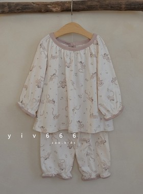 韩国进口童装peekaboo女童亲子装套装中小童春秋人物图案印花帽子