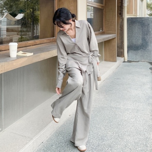 衬衫常规款宽松灰色垂感春夏时尚家居服宽松型女装春秋气质长袖图片