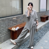 衬衫常规款宽松灰色垂感春夏时尚家居服宽松型女装春秋气质长袖，女装套装/套裙，浙宝108