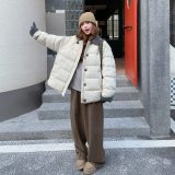 1107新现货拼接毛呢90白鸭绒羽绒外套P295K438，女装羽绒服，浙宝108