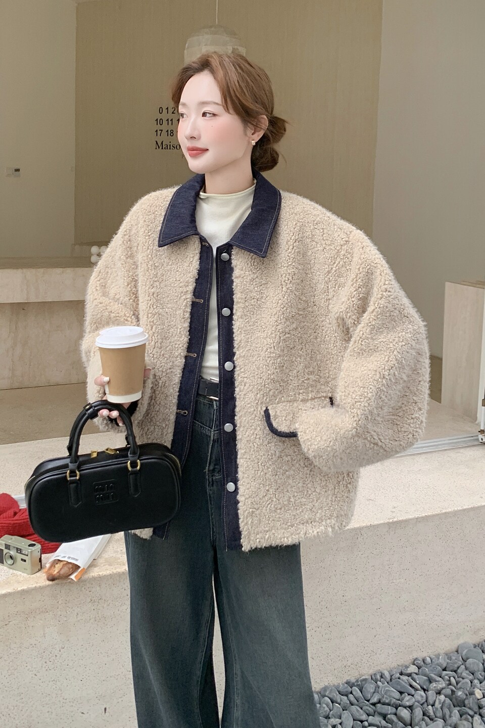 2531现货牛仔固色拼接皮毛一体外套P195K288,女装毛呢外套,浙宝108
