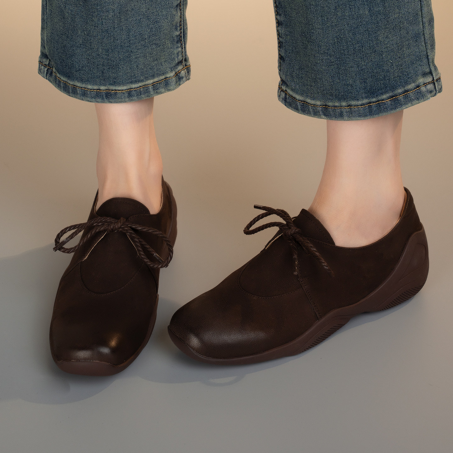 复古风真皮系带深口单鞋女圆头中跟舒适百搭小皮鞋松糕底休闲平底,女鞋,深口单鞋,淘宝优惠券,粉丝福利购,淘宝优惠卷