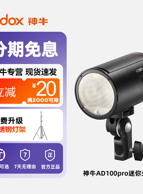 神牛外拍闪光灯AD100pro口袋灯户外人像摄影闪光灯便携100W锂电池TTL高速连拍外拍灯