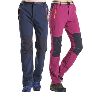 男双层加厚弹力防风防泼水抓绒冲锋裤 户外运动正品 狼爪布莱特