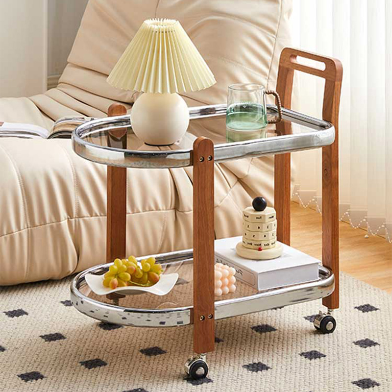 推车可移动玻璃置物架餐车实木好