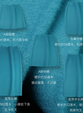湖水蓝色秋冬半身裙直筒包臀短中超长双面羊毛呢绒修身显瘦通勤OL