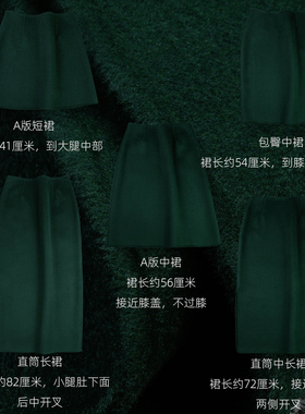 优雅显瘦 墨绿色秋冬半身裙A版直筒包臀短中超长双面羊毛呢绒显白