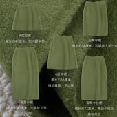 草绿色半身裙A字直筒包臀短中长款 羊毛呢绒减龄厚实保暖高腰显瘦