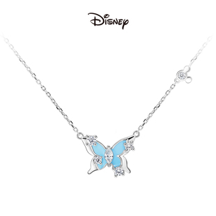 迪士尼翩然蝶舞项链女新款 夜光甜美百搭吊坠气质锁骨链生日送女友
