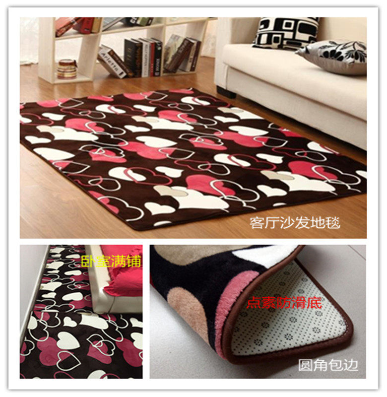 加厚珊瑚绒地毯卧室床边客厅茶几定制全铺满可爱爬行