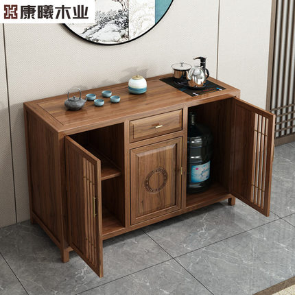 新中式茶水柜小型实木茶叶柜茶桌边柜客厅储物茶桌边柜实木茶柜子