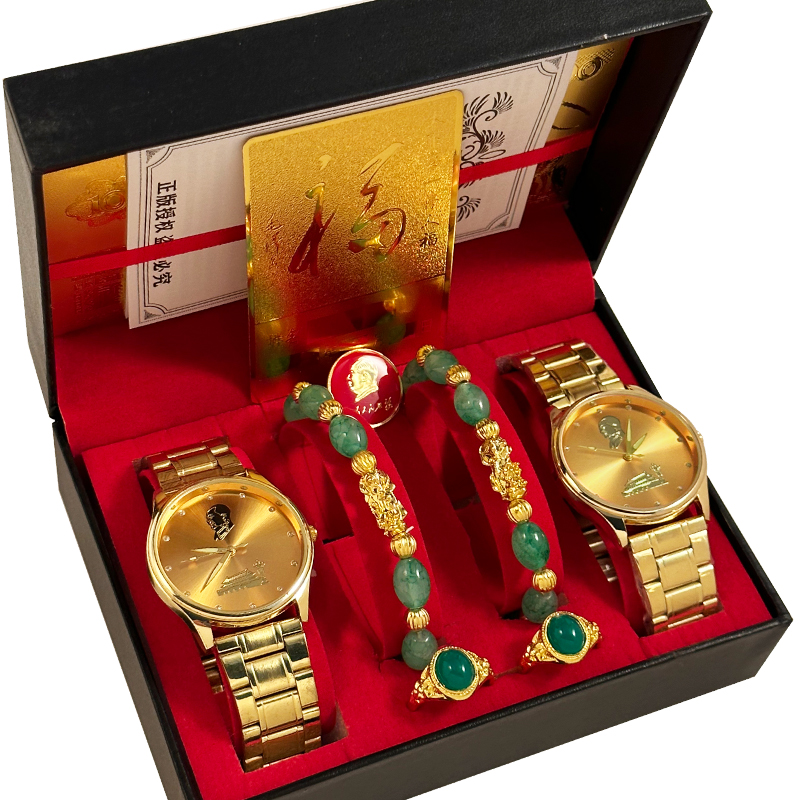 黄金平替手表机械情侣表一盒两块养生能量夜光男女士防水复古怀旧