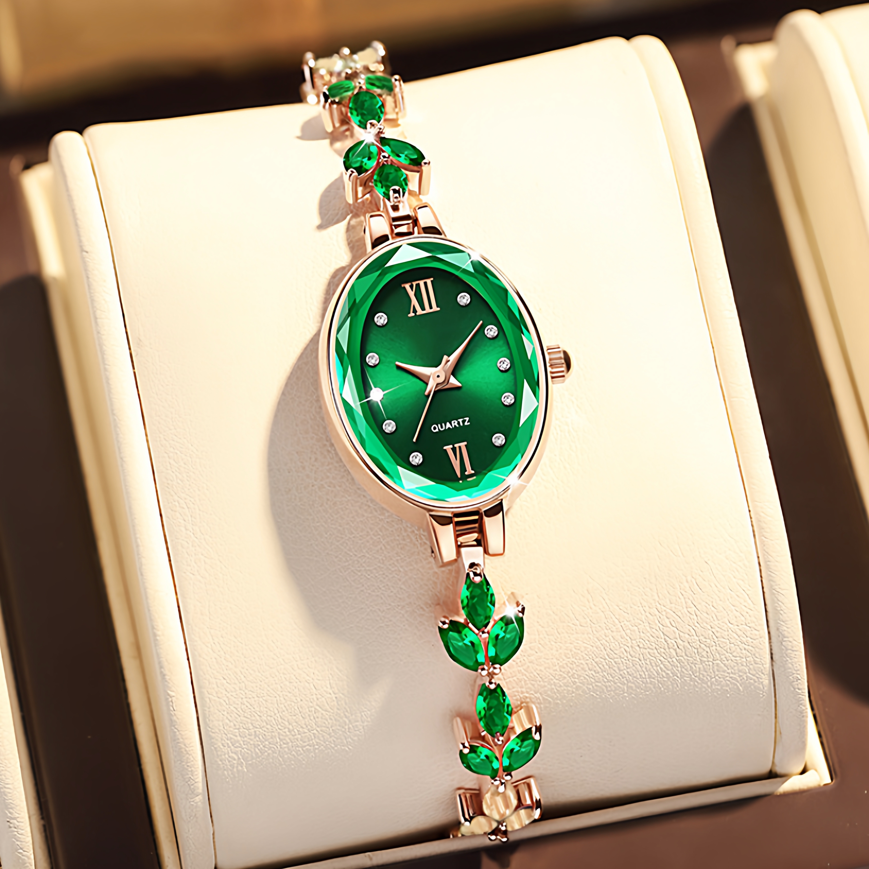 高级宝石珠宝扣手表女机械表轻奢美人鱼手表金镶玉百搭小众女士表